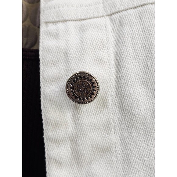 NORTHSTYLE Women's Large Cropped Denim Jacket White Button Up Jean Cotton EUC - Picture 3 of 11